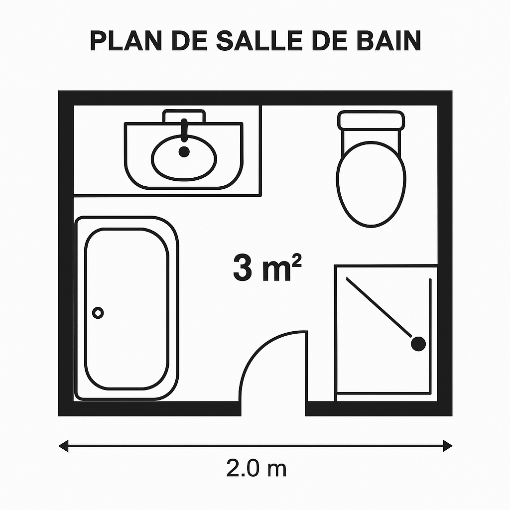Plan de Salle de Bain 3m²