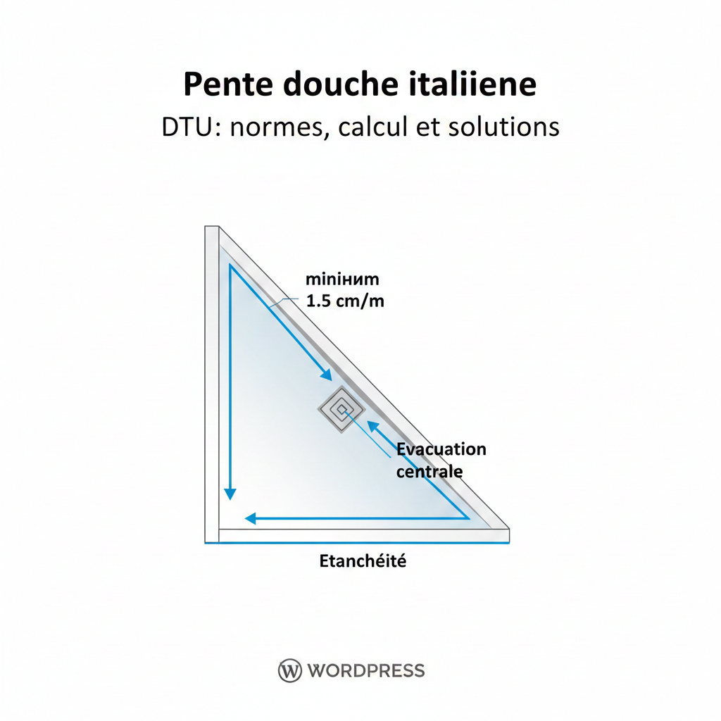 Pente douche italienne DTU normes, calcul et solutions