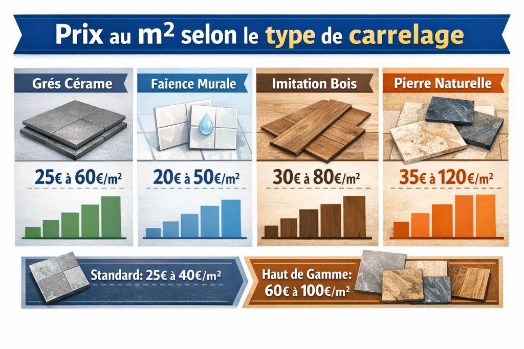 Prix moyen au m² selon le type de carrelage image